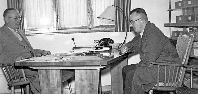 Erich  und Herbert Hiller (von links) ...die Firmengrnder im September 1955.    | Foto: Schneeweiss AG