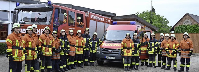 Sasbach. Die derzeit Aktiven der Feuerwehr Sasbach im Jubilumsjahr.  | Foto: Roland Vitt