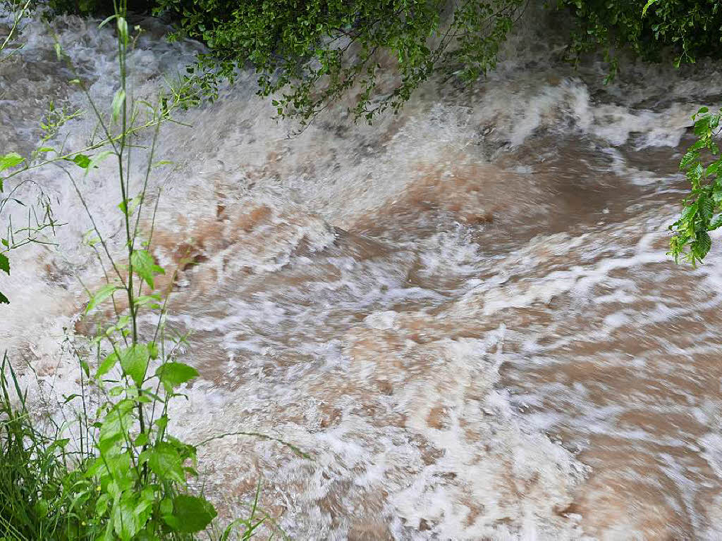 Die Seitenbche der Wilden Gutach stiegen bedrohlich an, aus kleinen Rinnsalen wurden in kurzer Zeit kleine Bche.