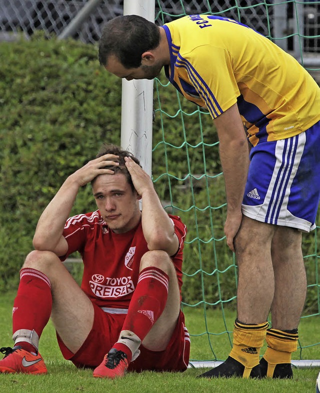 Louis Schanz (Eggingen) nach dem verpa...211; dann unter Gallmann als Trainer.   | Foto: Konzok