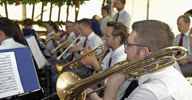 Musiker aus Knigschaffhausen beim Tag der Blasmusik.   | Foto: Schweizer