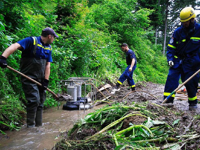 Hochwasser in Waldkirch: THW bei der Arbeit.  | Foto: Patrik Mller