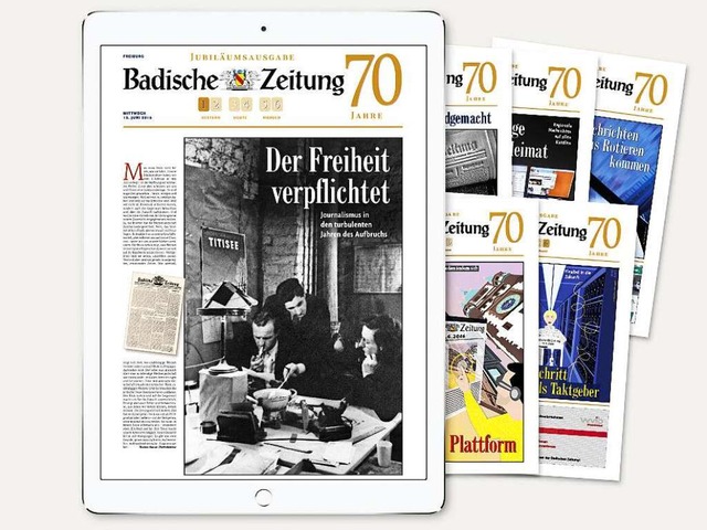 Zeitungsgeschichte auf 100 Seiten:  In... die Geschichte der Badischen Zeitung.  | Foto: bz