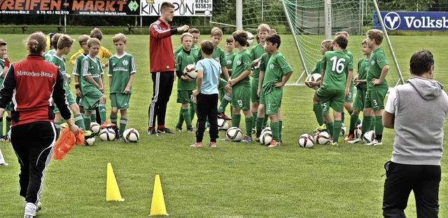 Gut zwei Dutzend F- und E-Jugendliche ...ngseinheiten vom Team des DFB-Mobils.   | Foto: W: SchnaBL