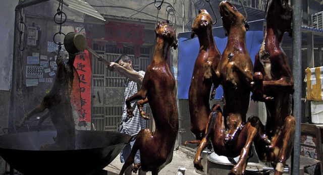 Hundebrater in Yulin haben whrend des Festivals alle Hnde voll zu tun.   | Foto: dpa
