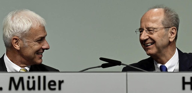 Die Kritik der Aktionre scheint ihnen... (links) und Aufsichtsratschef Ptsch.  | Foto: dpa