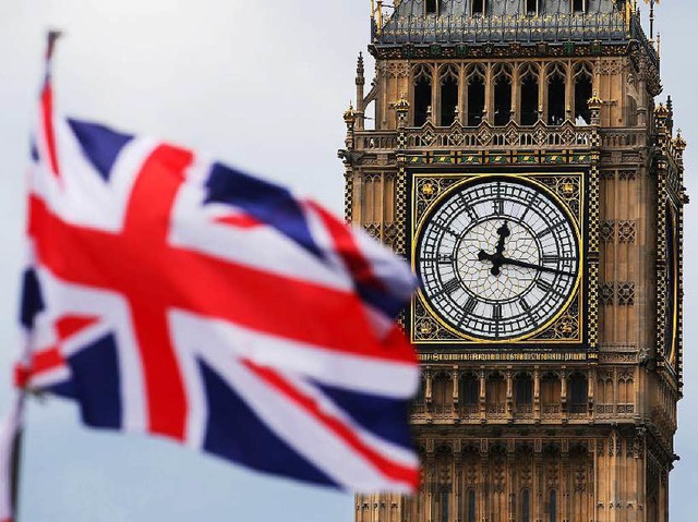 Der Union Jack vor Big Ben: London ble...an wird auch der Brexit nichts ndern.  | Foto: dpa
