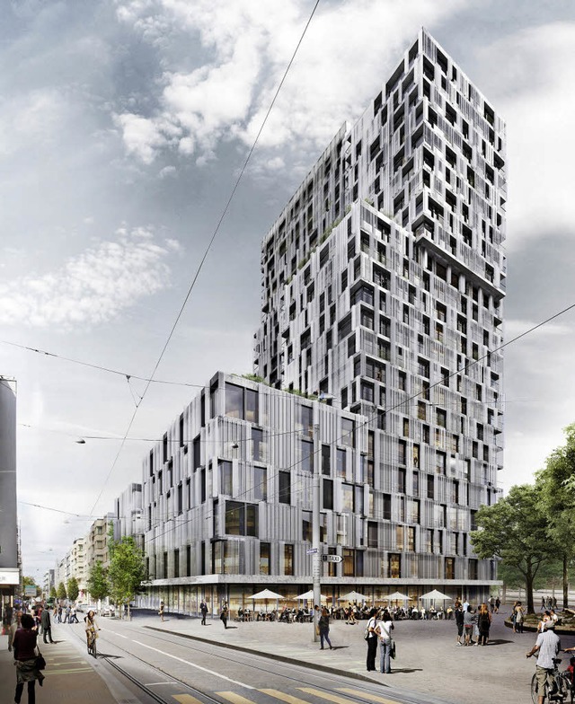 So soll das Meret Oppenheim Hochhaus 2019 aussehen.   | Foto: Visualisierung:SBB