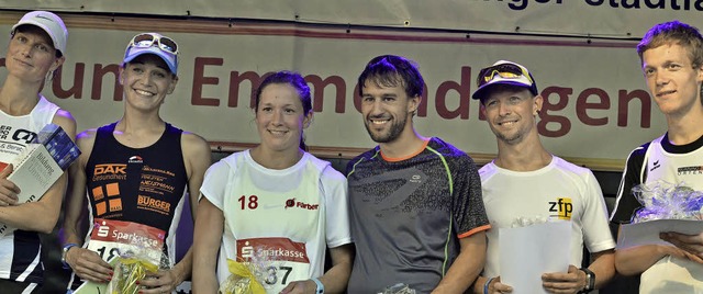 Das Podium beim Vier-Kilometer-Lauf, v...er (Zweiter) und Sieger Stefan Gutmann  | Foto: Daniel Thoma