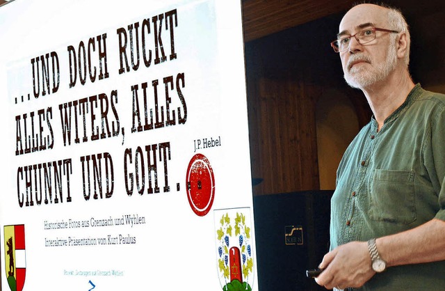 Kurt Paulus bei einer Prsentation von...h hofft er auf weiteres Bildmaterial.   | Foto: Heinz Vollmar