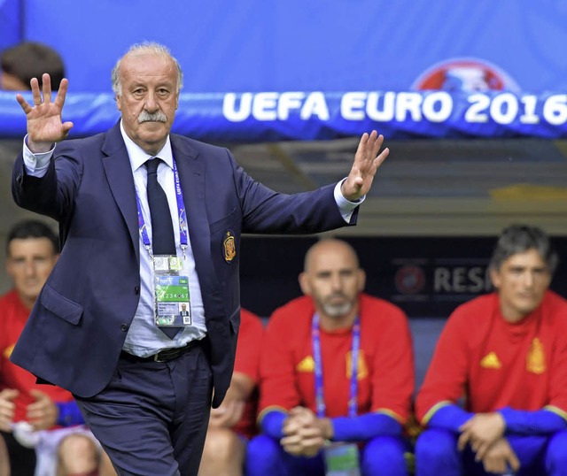 Spaniens Coach Vicente Del Bosque wehrt sich gegen Zweifler.   | Foto:  DPA