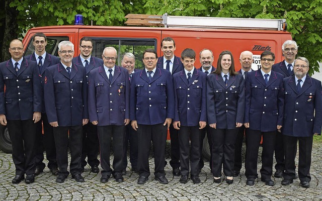 Die fast komplette  Mannschaft der Abteilungswehr Adelsberg im Jubilumsjahr   | Foto: Privat
