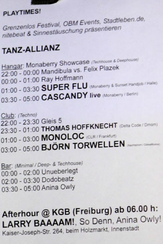 Lineup: Tanz-Allianz im Stinnes-Areal in Freiburg.