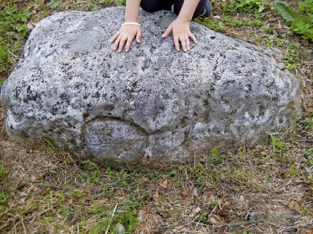 Das ist er, der legendre Weie Stein ...r ein Hufabdruck erkennen, oder nicht?  | Foto: Katharina Ma