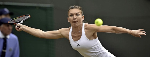 Simona Halep bei ihrem Erfolg gegen Madison Keys   | Foto: AFP
