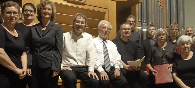 Die Organisten Dieter Lmmlin, Rolf Ha... und Komponisten Walter Drwenski auf.   | Foto: Roswitha Frey