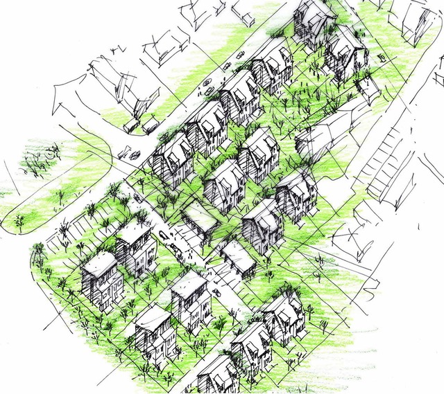 Wie auf dieser Skizze stellen sich die...34 Wohneinheiten in der Siedlung vor.   | Foto: Visualisierung: GJL Architekten