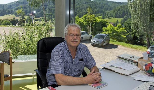 Wolfgang Schaudt in seiner &#8222;Resi...ck vom Schreibtisch aus nach drauen.   | Foto: Olaf Michel