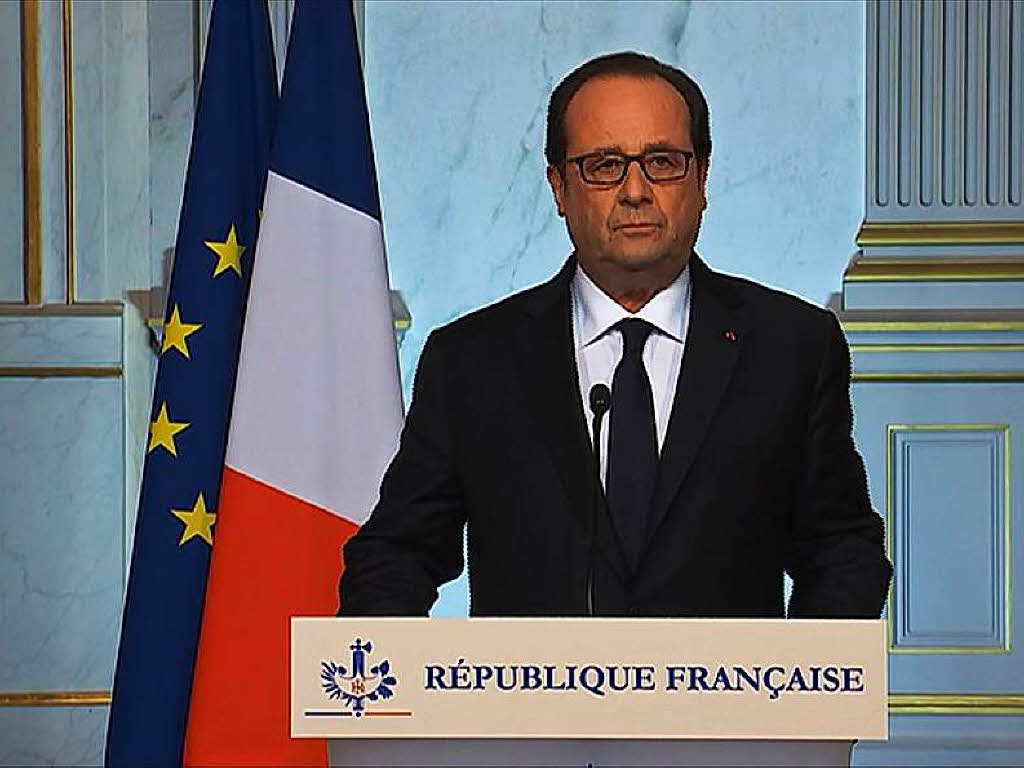 Francois Hollande bei seiner TV-Ansprache anlsslich des Anschlags