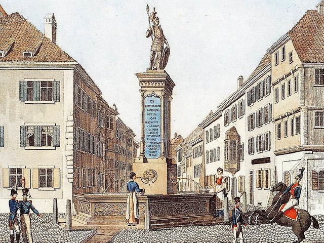 Der Bertoldsbrunnen: Lithographie von 1820 zum 700. Stadtjubilum  | Foto: Museum fr Stadtgeschichte