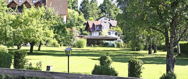 Auf der parkhnlichen Rasenflche vor ...sind drei Mehrfamilienhuser geplant.   | Foto: Andreas Peikert