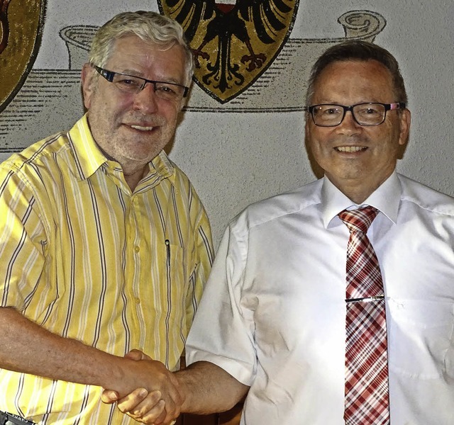 Gratulation zu einer gelungenen Fusion: Anton Knapp (links) und Jrgen Guse.   | Foto: Bombardi