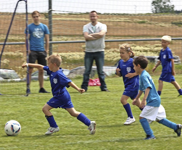 Schnell mit dem Ball zum Tor: die  Bam...de Spiele beim Turnier in Birkendorf.   | Foto: Dorothee Kuhlmann