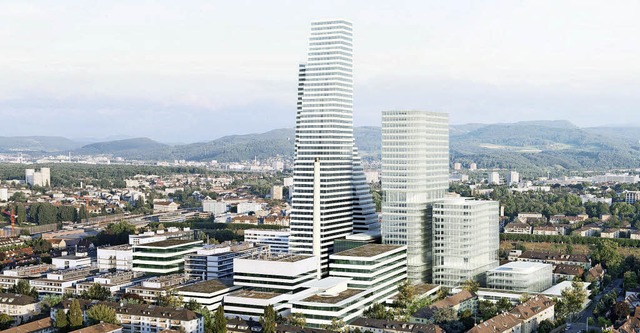 Bis 2024 sollen die neuen Gebude von Roche in Basel fertiggestellt sein.   | Foto: Visualisierung: Herzog &amp; De Meuron