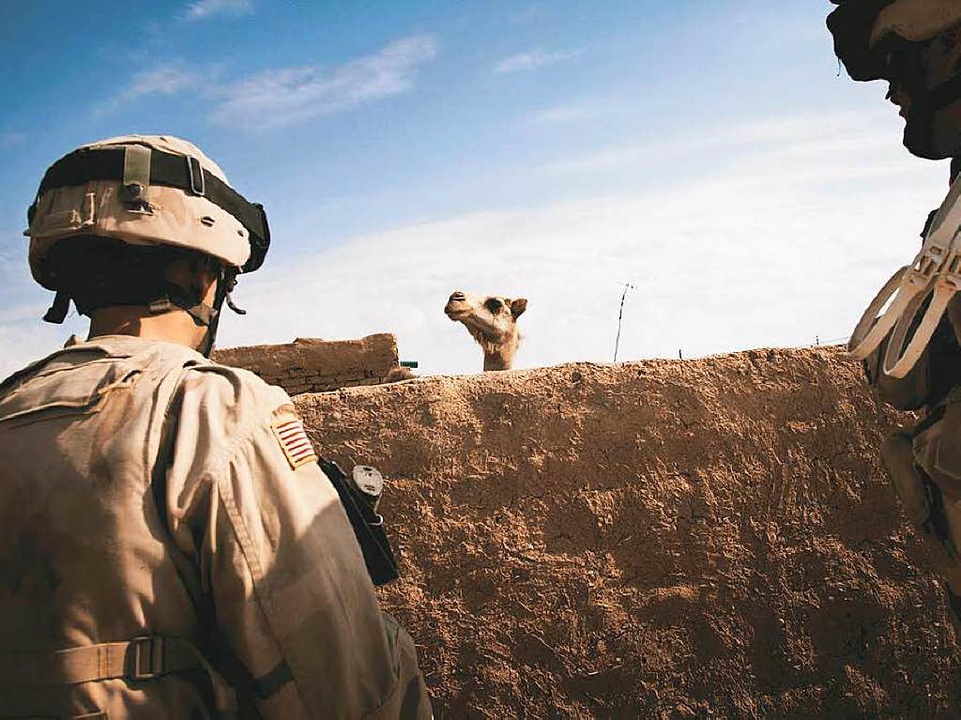 Wer beobachtet wen? US-Soldat in der S...he  der syrischen  Grenze. Irak 2005.   | Foto: bangert