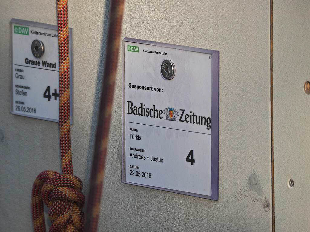 Die neue BZ-Kletterroute am DAV-Kletterturm in Lahr.