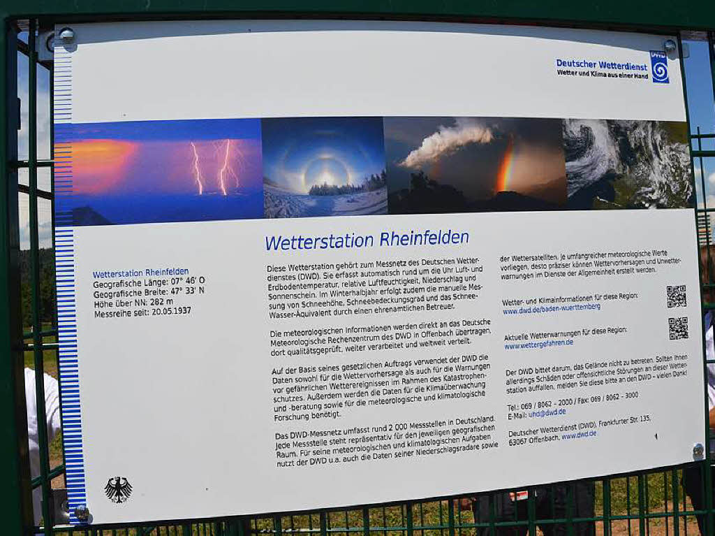 Sonnenschein und blauen Himmel bei Hitzegraden gab es zur Eröffnung der Mess-Station des Deutschen Wetterdienstes in Rheinfelden. Sonnenschein und blauen Himmel bei Hitzegraden gab es zur Eröffnung der Mess-Station des Deutschen Wetterdienstes in Rheinfelden.