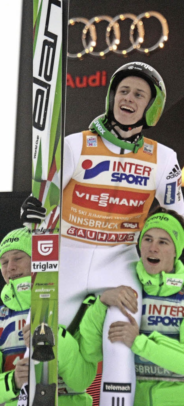 Im vergangenen Winter als Gesamtsieger...in Hinterzarten am Start: Peter Prevc   | Foto: AFP