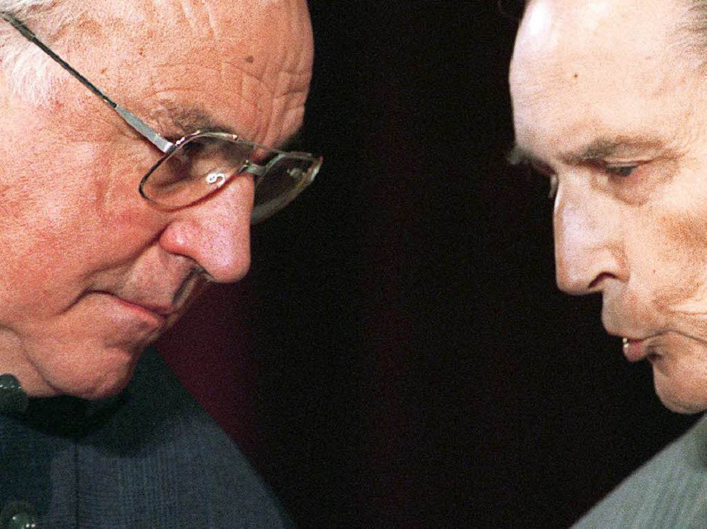 Politische Ebene: Die beiden Staatsmnner Helmut Kohl und Franois Mitterand