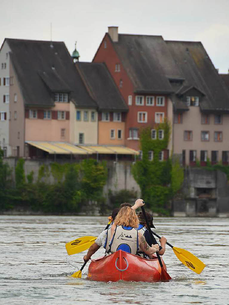 Im Kanu auf dem Rhein zwischen Leibstadt und Murg.