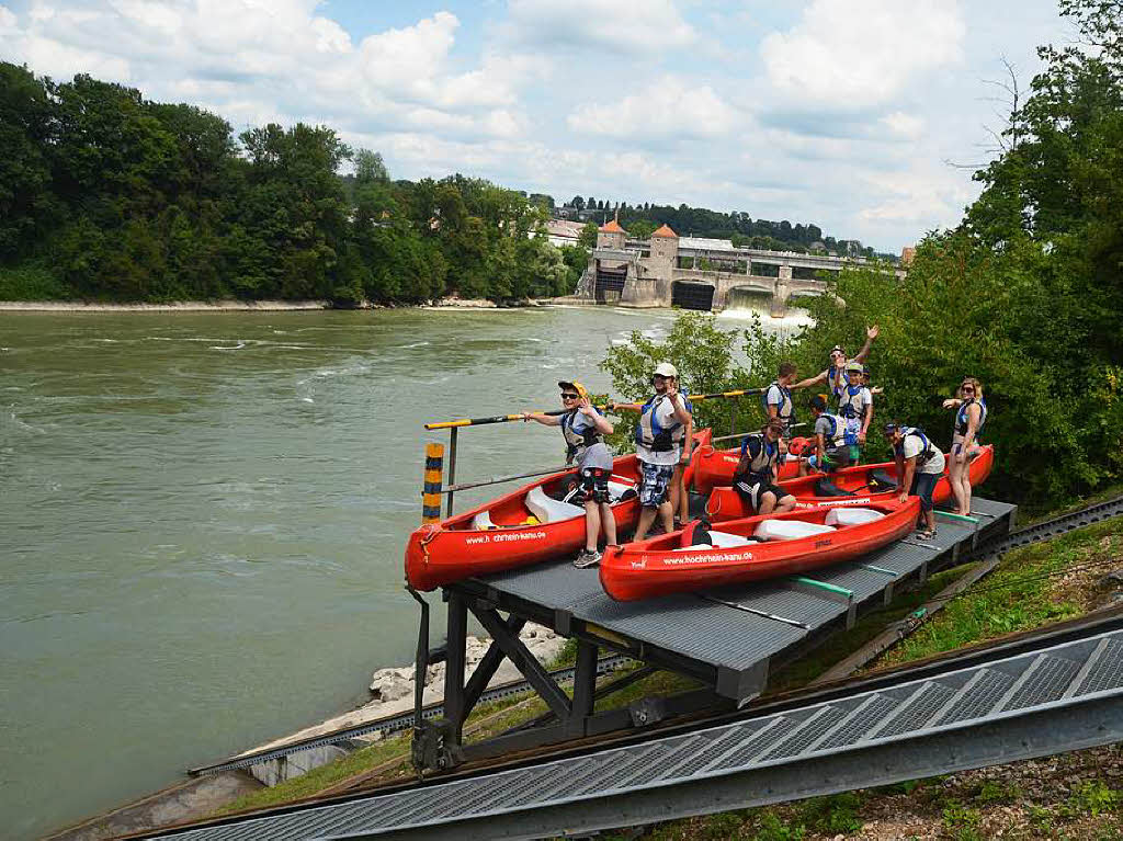 Im Kanu auf dem Rhein zwischen Leibstadt und Murg.