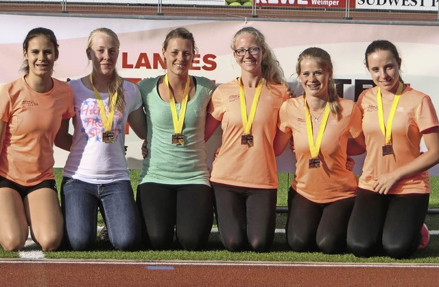 Stolze Siegerinnen beim Landesturnfest...eistermannschaft um Janice Waldvogel    | Foto: zvg