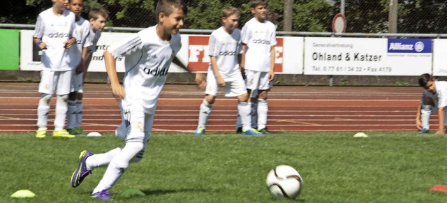 Die jungen Kicker aus Wehr geben beim ...rid ihr Bestes und lernen viel Neues.   | Foto: Kerckhoff