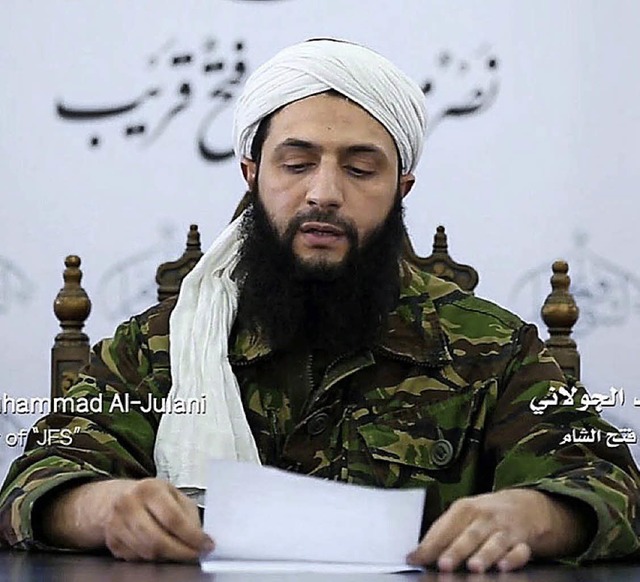 Al-Nusra-Chef al-Jolani verkndet die Trennung von al-Qaida im  Video.  | Foto: dpa