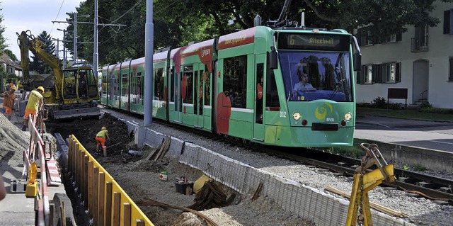 Zwischen Habermatten und Burgstrae ve...en die Trams derzeit auf einem Gleis.   | Foto: Gramespacher