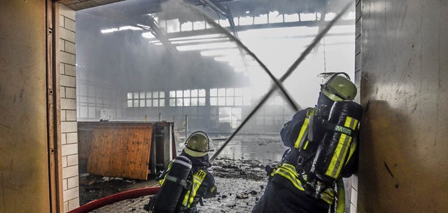 Ein Meer der Flammen wurde am Dienstagnachmittag eine Reithalle in Bodersweier.   | Foto: stadt Kehl