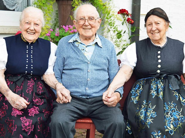 Hilda Hettich, Eduard Ketterer und Aga...n sich ber insgesamt 280 Lebensjahre.  | Foto: Gerhard Lck