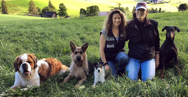 Dobermann-Hndin  &#8222;Nevaeh&#8220;... (von rechts) mit weiteren Filmhunden.  | Foto: Silke Kruska