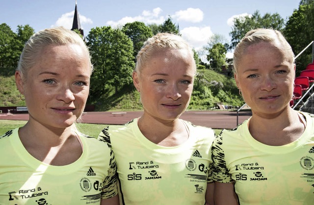 Die  Drillinge Leila, Liina und Lily L...athon ebenso gemeinsam an den Start...  | Foto: afp, dpa