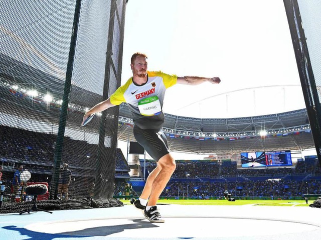 Christoph Harting holt Gold im Diskuswerfen.  | Foto: AFP