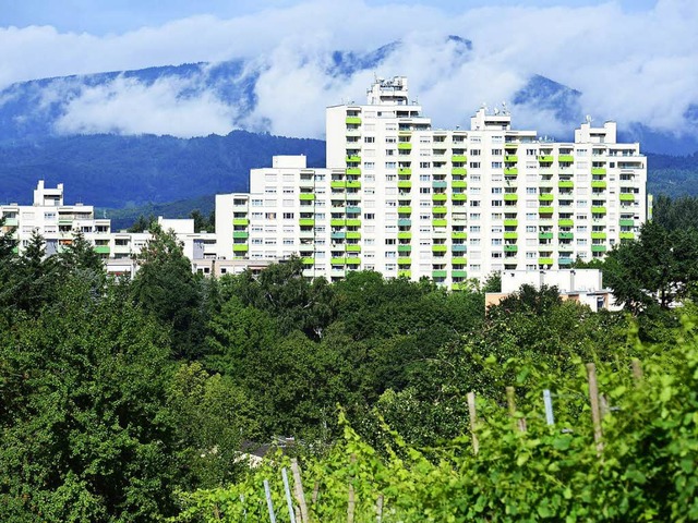 Blick auf die Hochhuser der Wirthstrae in Freiburg-Landwasser.  | Foto: Ingo Schneider