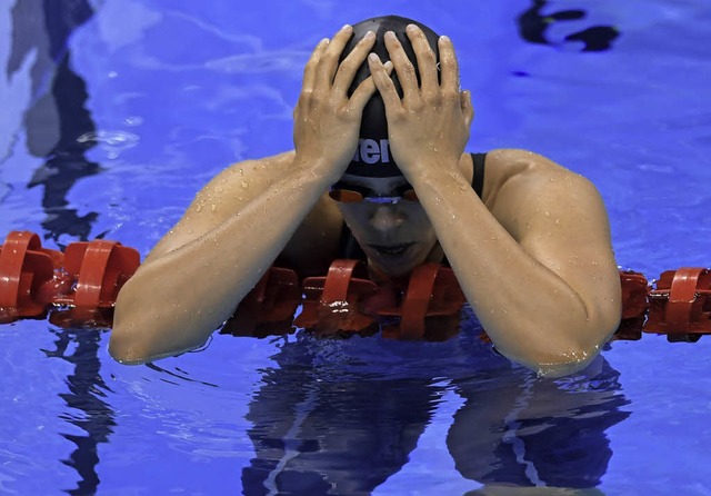 Oh Gott, oh Gott: Franziska Hentkes Re...olisch frs deutsche Schwimm-Team.      | Foto: AFP