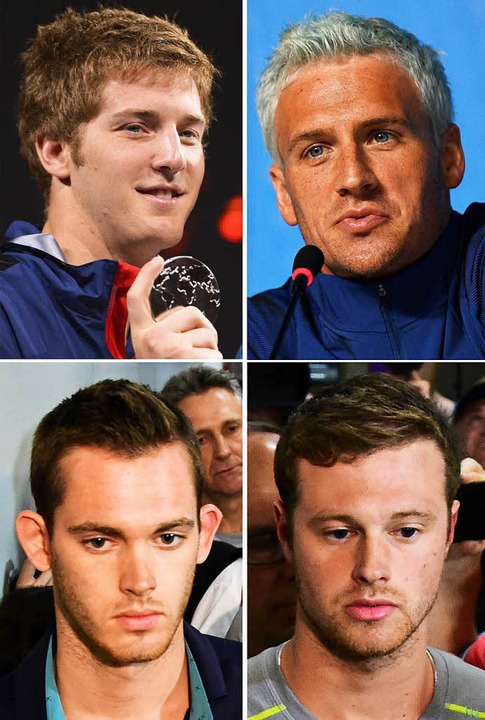 James Feigen (oben links), Ryan Lochte...r Bentz (unten links) und Jack Conger.  | Foto: AFP