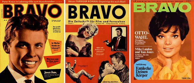 Bravo-Ausgaben aus den 50er und 60-Jah...ter Kraus und Uschi Glas auf dem Cover  | Foto: dpa