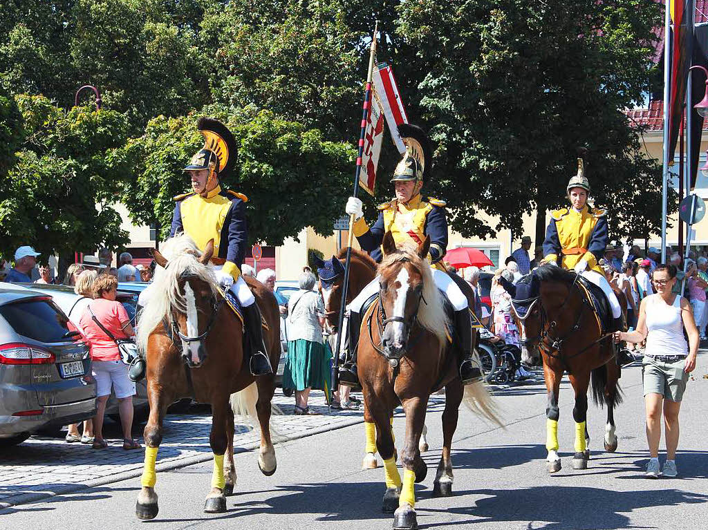 Freiburgs historische Brgerwehr, zu Pferd...