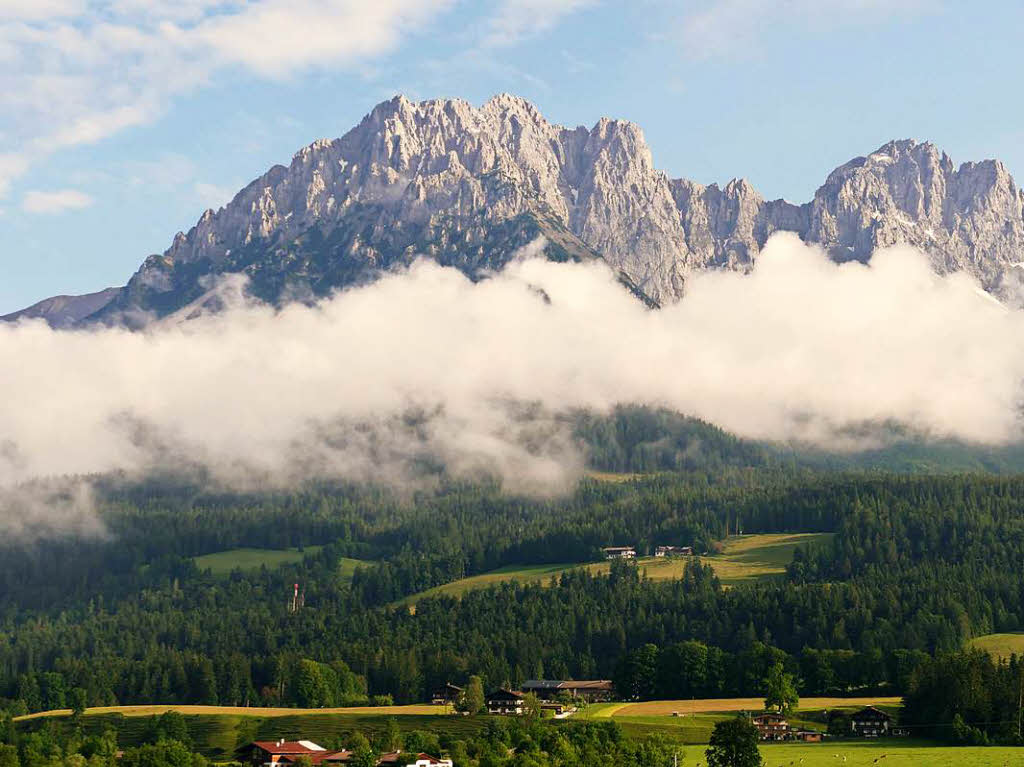 Wilder Kaiser/Tirol frhmorgens. Fotografiert von Jrgen Freund mit Panasonic DMC-FZ1000BZ Fotosommer: Wandern